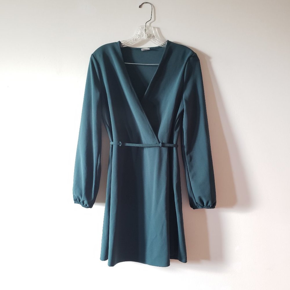 ASOS Jacqueline de Yong Hunter Green Faux Wrap Dress M